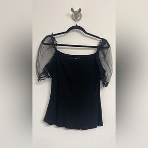 Elegant Black Sheer Sleeve Top